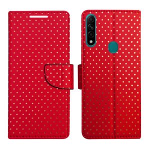 Dhar Flips Red Dot Flip Cover Oppo A31 | Leather Finish | Shock Proof | Magnetic Clouser | Light Weight | Compatible with Oppo A31 Cover | Best Designer Cover For Oppo A31