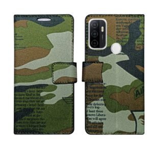 Dhar Flips Army Flip Cover Oppo A53 | Leather Finish | Shock Proof | Magnetic Clouser | Light Weight | Compatible with Oppo A53 Cover | Best Designer Cover For Oppo A53