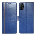 Dhar Flips Blue GP Flip Cover Oppo F19 | Leather Finish | Shock Proof | Magnetic Clouser | Light Weight | Compatible with Oppo F19 Cover | Best Designer Cover For Oppo F19