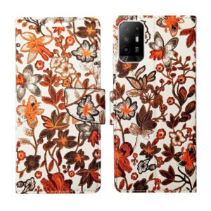 Dhar Flips Orange Pattern Flip Cover Oppo F19 Pro Plus | Leather Finish | Shock Proof | Magnetic Clouser | Light Weight | Compatible with Oppo F19 Pro Plus Cover | Best Designer Cover For Oppo F19 Pro Plus