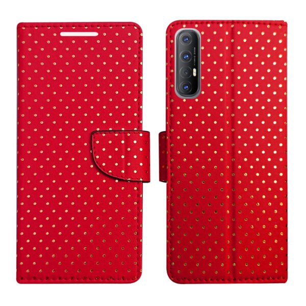 Dhar Flips Red Dot Flip Cover Oppo Reno 3 Pro | Leather Finish | Shock Proof | Magnetic Clouser | Light Weight | Compatible with Oppo Reno 3 Pro Cover | Best Designer Cover For Oppo Reno 3 Pro