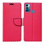 Dhar Flips Pink Dot Flip Cover Tecno Spark 7T | Leather Finish | Shock Proof | Magnetic Clouser | Light Weight | Compatible with Tecno Spark 7T Cover | Best Designer Cover For Tecno Spark 7T