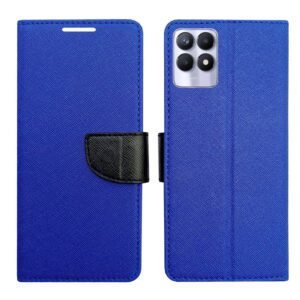 Dhar Flips Blue MRC Flip Cover Realme 8i | Leather Finish | Shock Proof | Magnetic Clouser | Light Weight | Compatible with Realme 8i Cover | Best Designer Cover For Realme 8i