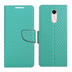 Dhar Flips Aquamarine Dot Flip Cover for Redmi Note 5| Leather Finish | Shock Proof | Magnetic Clouser Compatible with Redmi Note 5