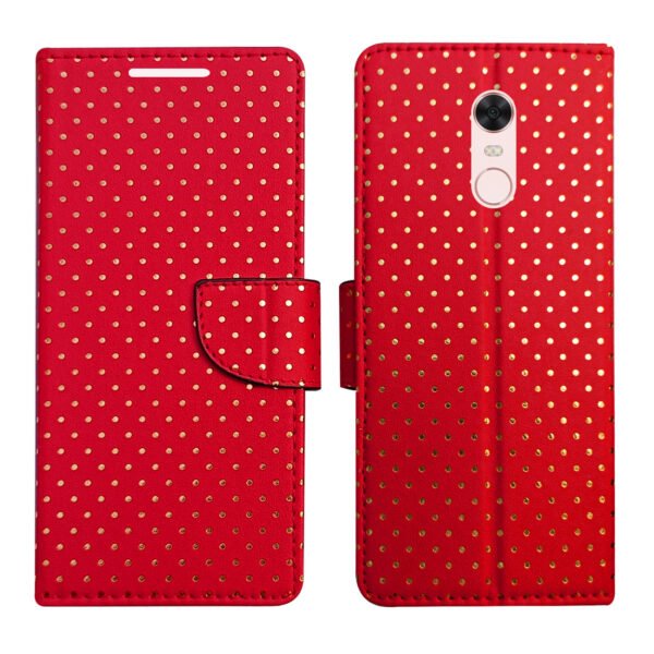 Dhar Flips Red Dot Flip Cover Redmi Note 5 | Leather Finish | Shock Proof | Magnetic Clouser | Light Weight | Compatible with Redmi Note 5 Cover | Best Designer Cover For Redmi Note 5