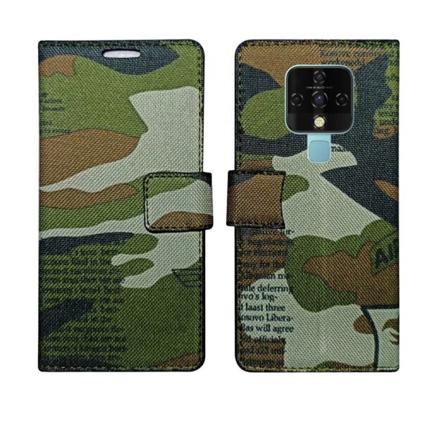 Dhar Flips Army Flip Cover Tecno Camon 16 | Leather Finish | Shock Proof | Magnetic Clouser | Light Weight | Compatible with Tecno Camon 16 Cover | Best Designer Cover For Tecno Camon 16