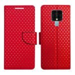 Dhar Flips Red Dot Flip Cover Tecno Camon 16 | Leather Finish | Shock Proof | Magnetic Clouser | Light Weight | Compatible with Tecno Camon 16 Cover | Best Designer Cover For Tecno Camon 16