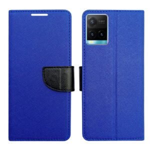 Dhar Flips Blue MRC Flip Cover Vivo Y21T  | Leather Finish | Shock Proof | Magnetic Clouser | Light Weight | Compatible with Vivo Y21T  Cover | Best Designer Cover For Vivo Y21T