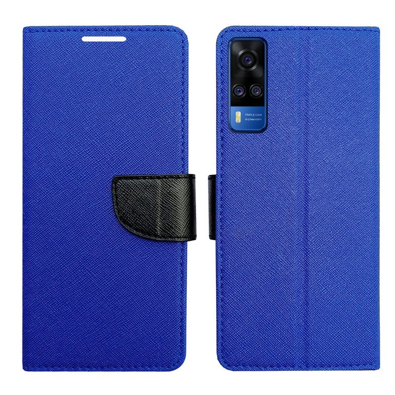 Dhar Flips Blue MRC Flip Cover Vivo Y53s | Leather Finish | Shock Proof | Magnetic Clouser | Light Weight | Compatible with Vivo Y53s Cover | Best Designer Cover For Vivo Y53s