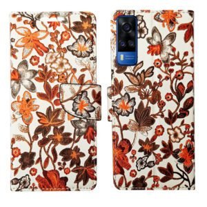 Dhar Flips Orange Pattern Flip Cover Vivo Y53s | Leather Finish | Shock Proof | Magnetic Clouser | Light Weight | Compatible with Vivo Y53s Cover | Best Designer Cover For Vivo Y53s