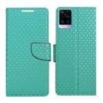 Dhar Flips Aquamarine Dot Flip Cover Vivo V20 | Leather Finish | Shock Proof | Magnetic Clouser | Light Weight | Compatible with Vivo V20 Cover | Best Designer Cover For Vivo V20