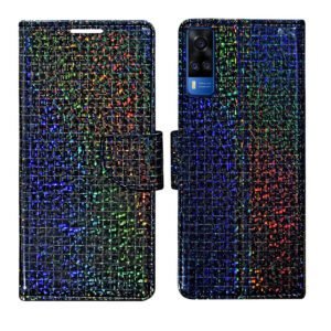 Dhar Flips Glitter Flip Cover Vivo Y53s | Leather Finish | Shock Proof | Magnetic Clouser | Light Weight | Compatible with Vivo Y53s Cover | Best Designer Cover For Vivo Y53s