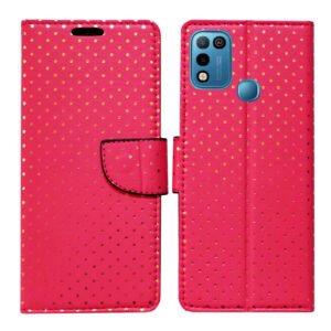 Dhar Flips Pink Dot Flip Cover Infinix Hot 10 Play | Leather Finish | Shock Proof | Magnetic Clouser | Light Weight | Compatible with Infinix Hot 10 Play Cover | Best Designer Cover For Infinix Hot 10 Play