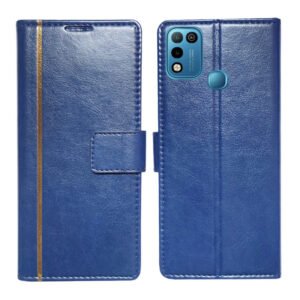 Dhar Flips Blue GP Flip Cover Infinix Hot 10 Play | Leather Finish | Shock Proof | Magnetic Clouser | Light Weight | Compatible with Infinix Hot 10 Play Cover | Best Designer Cover For Infinix Hot 10 Play