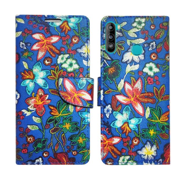 Dhar Flips Blue Pattern Flip Cover Lava Z6 | Leather Finish | Shock Proof | Magnetic Clouser | Light Weight | Compatible with Lava Z6 Cover | Best Designer Cover For Lava Z6