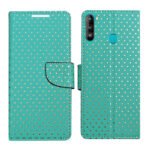 Dhar Flips Aquamarine Dot Flip Cover Lava Z6 | Leather Finish | Shock Proof | Magnetic Clouser | Light Weight | Compatible with Lava Z6 Cover | Best Designer Cover For Lava Z6