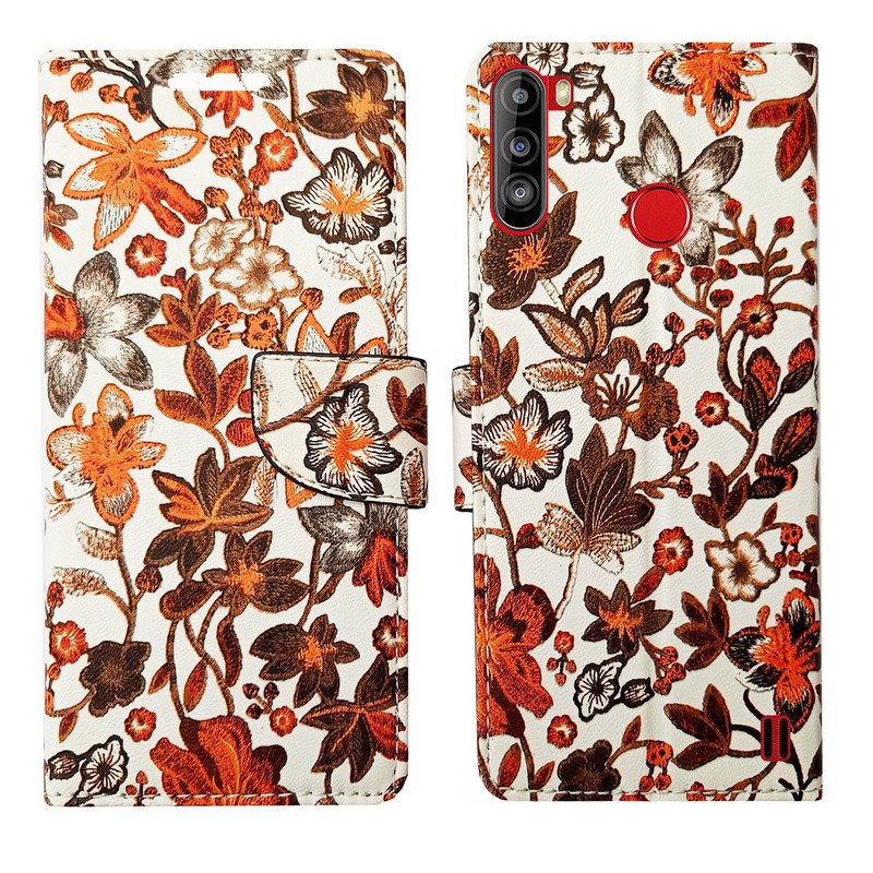 Dhar Flips Orange Pattern Flip Cover Lava Z6 | Leather Finish | Shock Proof | Magnetic Clouser | Light Weight | Compatible with Lava Z6 Cover | Best Designer Cover For Lava Z6