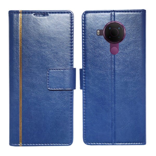 Dhar Flips Blue GP Flip Cover Nokia 5.4 | Leather Finish | Shock Proof | Magnetic Clouser | Light Weight | Compatible with Nokia 5.4 Cover | Best Designer Cover For Nokia 5.4