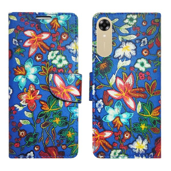 Dhar Flips Blue Pattern Flip Cover Oppo A17K   | Leather Finish | Shock Proof | Magnetic Clouser | Light Weight | Compatible with Oppo A17K  Cover | Best Designer Cover For Oppo A17K