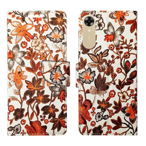 Dhar Flips Orange Pattern Flip Cover Oppo A17K   | Leather Finish | Shock Proof | Magnetic Clouser | Light Weight | Compatible with Oppo A17K  Cover | Best Designer Cover For Oppo A17K