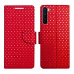 Dhar Flips Red Dot Flip Cover One Plus Nord | Leather Finish | Shock Proof | Magnetic Clouser | Light Weight | Compatible with One Plus Nord Cover | Best Designer Cover For One Plus Nord