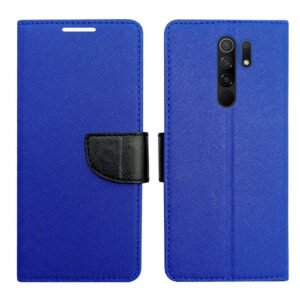 Dhar Flips Blue MRC Flip Cover Poco M2 | Leather Finish | Shock Proof | Magnetic Clouser | Light Weight | Compatible with Poco M2 Cover | Best Designer Cover For Poco M2