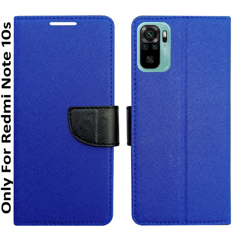 Dhar Flips Blue MRC Flip Cover Redmi Note 10s | Leather Finish | Shock Proof | Magnetic Clouser | Light Weight | Compatible with Redmi Note 10s Cover | Best Designer Cover For Redmi Note 10s