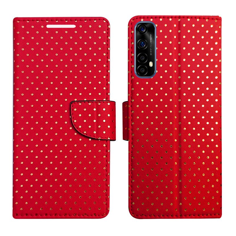 Dhar Flips Red Dot Flip Coverfor Realme Narzo 20 Pro | Leather Finish | Shock Proof | Magnetic Clouser Compatible with Realme Narzo 20 Pro