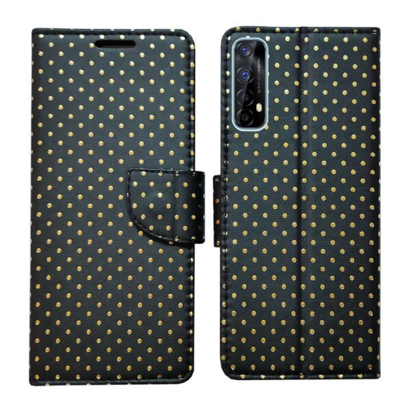 Dhar Flips Black Dot Flip Coverfor Realme Narzo 20 Pro | Leather Finish | Shock Proof | Magnetic Clouser Compatible with Realme Narzo 20 Pro