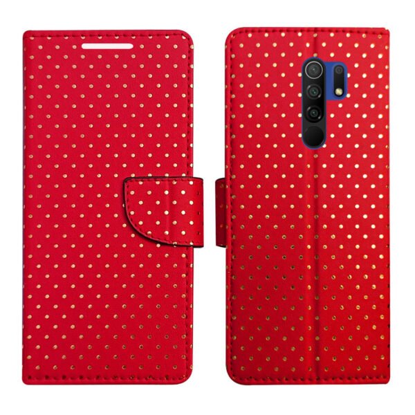 Dhar Flips Red Dot Flip Cover Poco M2 | Leather Finish | Shock Proof | Magnetic Clouser | Light Weight | Compatible with Poco M2 Cover | Best Designer Cover For Poco M2