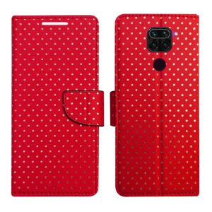 Dhar Flips Red Dot Flip Cover Redmi Note 9 | Leather Finish | Shock Proof | Magnetic Clouser | Light Weight | Compatible with Redmi Note 9 Cover | Best Designer Cover For Redmi Note 9