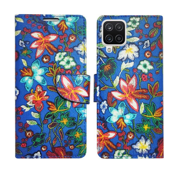 Dhar Flips Blue Pattern Flip Cover Samsung M42 | Leather Finish | Shock Proof | Magnetic Clouser | Light Weight | Compatible with Samsung M42 Cover | Best Designer Cover For Samsung M42