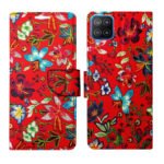 Dhar Flips Red Pattern Flip Cover Samsung M42 | Leather Finish | Shock Proof | Magnetic Clouser | Light Weight | Compatible with Samsung M42 Cover | Best Designer Cover For Samsung M42