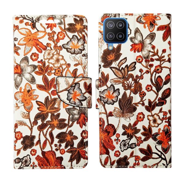 Dhar Flips Orange Pattern Flip Cover Samsung M42 | Leather Finish | Shock Proof | Magnetic Clouser | Light Weight | Compatible with Samsung M42 Cover | Best Designer Cover For Samsung M42