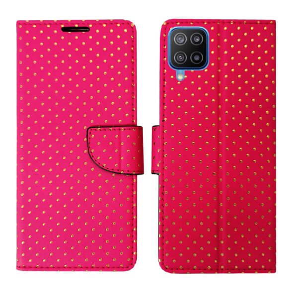 Dhar Flips Pink Dot Flip Cover Samsung M42 | Leather Finish | Shock Proof | Magnetic Clouser | Light Weight | Compatible with Samsung M42 Cover | Best Designer Cover For Samsung M42