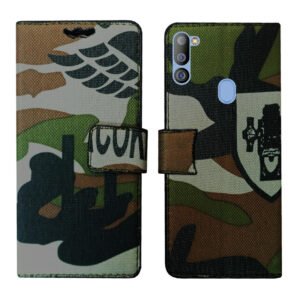 Dhar Flips Army Flip Cover Samsung M21 2021 | Leather Finish | Shock Proof | Magnetic Clouser | Light Weight | Compatible with Samsung M21 2021 Cover | Best Designer Cover For Samsung M21 2021