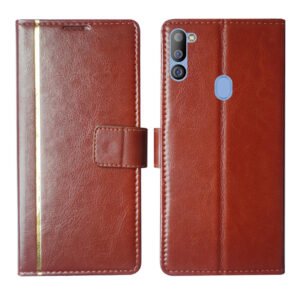 Dhar Flips Brown GP Flip Cover Samsung M21 2021 | Leather Finish | Shock Proof | Magnetic Clouser | Light Weight | Compatible with Samsung M21 2021 Cover | Best Designer Cover For Samsung M21 2021