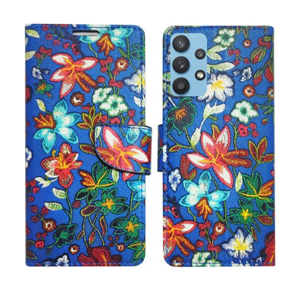 Dhar Flips Blue Pattern Flip Cover Samsung M32 5G | Leather Finish | Shock Proof | Magnetic Clouser | Light Weight | Compatible with Samsung M32 5G Cover | Best Designer Cover For Samsung M32 5G