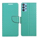 Dhar Flips Aquamarine Dot Flip Cover Samsung M32 5G | Leather Finish | Shock Proof | Magnetic Clouser | Light Weight | Compatible with Samsung M32 5G Cover | Best Designer Cover For Samsung M32 5G