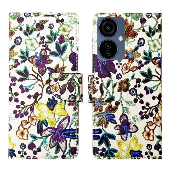 Dhar Flips Purple Pattern Flip Cover Tecno Camon 19 Neo   | Leather Finish | Shock Proof | Magnetic Clouser | Light Weight | Compatible with Tecno Camon 19 Neo  Cover | Best Designer Cover For Tecno Camon 19 Neo