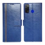 Dhar Flips Blue GP Flip Cover Tecno Spark 5 Pro | Leather Finish | Shock Proof | Magnetic Clouser | Light Weight | Compatible with Tecno Spark 5 Pro Cover | Best Designer Cover For Tecno Spark 5 Pro