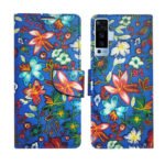 Dhar Flips Blue Pattern Flip Cover Vivo X50 | Leather Finish | Shock Proof | Magnetic Clouser | Light Weight | Compatible with Vivo X50 Cover | Best Designer Cover For Vivo X50