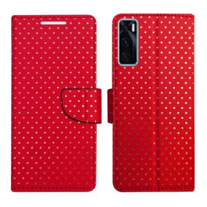 Dhar Flips Red Dot Flip Cover Vivo V20 SE | Leather Finish | Shock Proof | Magnetic Clouser | Light Weight | Compatible with Vivo V20 SE Cover | Best Designer Cover For Vivo V20 SE