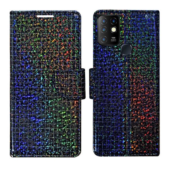 Dhar Flips Glitter Flip Cover Infinix Hot 10 | Leather Finish | Shock Proof | Magnetic Clouser | Light Weight | Compatible with Infinix Hot 10 Cover | Best Designer Cover For Infinix Hot 10