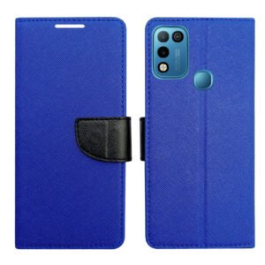 Dhar Flips Blue MRC Flip Cover Infinix Hot 10 Play | Leather Finish | Shock Proof | Magnetic Clouser | Light Weight | Compatible with Infinix Hot 10 Play Cover | Best Designer Cover For Infinix Hot 10 Play