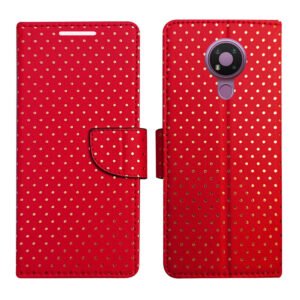 Dhar Flips Red Dot Flip Cover Nokia 5.4 | Leather Finish | Shock Proof | Magnetic Clouser | Light Weight | Compatible with Nokia 5.4 Cover | Best Designer Cover For Nokia 5.4