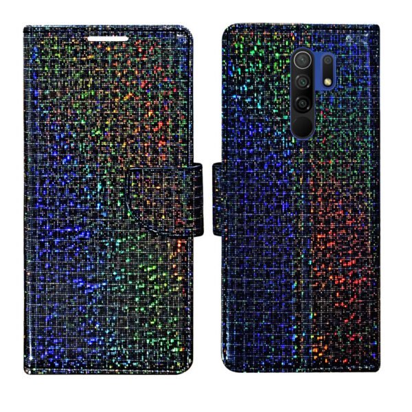 Dhar Flips Glitter Flip Cover Poco M2 | Leather Finish | Shock Proof | Magnetic Clouser | Light Weight | Compatible with Poco M2 Cover | Best Designer Cover For Poco M2