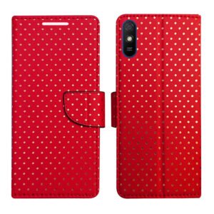 Dhar Flips Red Dot Flip Cover Redmi 9i | Leather Finish | Shock Proof | Magnetic Clouser | Light Weight | Compatible with Redmi 9i Cover | Best Designer Cover For Redmi 9i