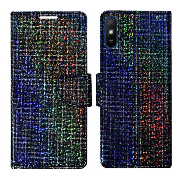 Dhar Flips Glitter Flip Cover Redmi 9i | Leather Finish | Shock Proof | Magnetic Clouser | Light Weight | Compatible with Redmi 9i Cover | Best Designer Cover For Redmi 9i