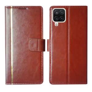 Dhar Flips Brown GP Flip Cover Samsung M42 | Leather Finish | Shock Proof | Magnetic Clouser | Light Weight | Compatible with Samsung M42 Cover | Best Designer Cover For Samsung M42